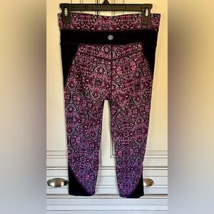 ATHLETA Womens Chaturanga Tapestry Mixed Print High Rise Cropped Legging